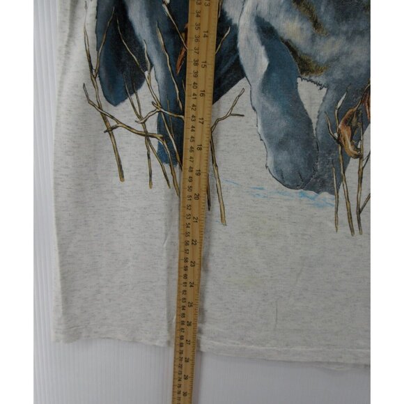 VINTAGE Harlequin Nature Graphics Shirt Large Wolf 90s Single Stitch * - Picture 4 of 10